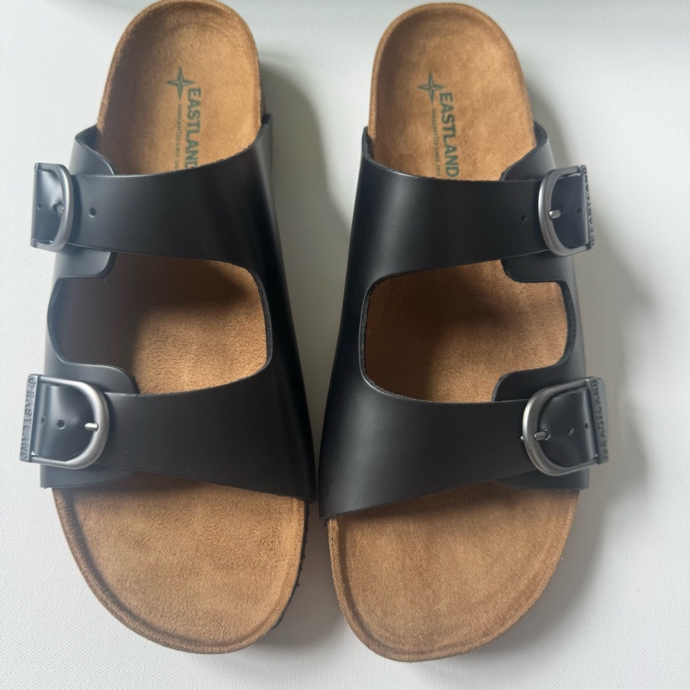 Eastland Black Cambridge Leather Sandals Men’s Size 10 NEW with box - Picture 6 of 9